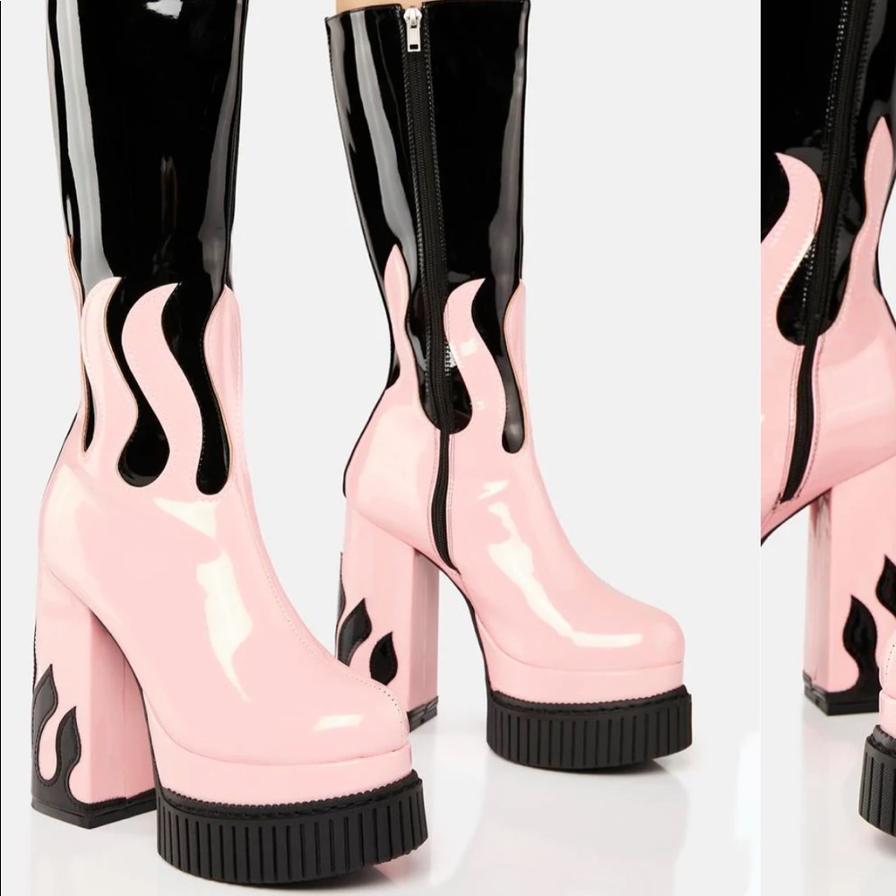 Pink & Black Ignite Platform Boots